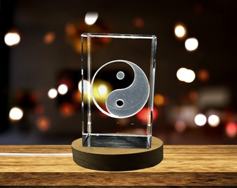 Yin Yang 3D Engraved Crystal Decor