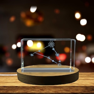 Regalo de cristal grabado en 3D con gráfico de estrellas de Tauro