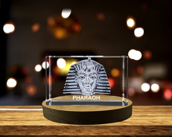 Majestic Pharaoh 3D Engraved Crystal | A Captivating Tribute to Ancient Egyptian Royalty | Unique Recognition Gift & Collectible