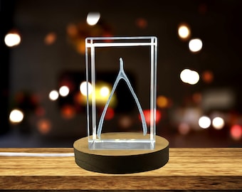 3D Wish Bone Crystal Award – Engraved Lucky Charm Trophy, LED Light Home Decor, Unique Recognition Gift & Collectible