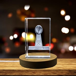 Vince Lombardi Trophäe aus Kristall mit Gravur für Fußballdekoration | Gravierter Super Bowl Championship Award