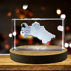 Turkménistan Cristal gravé en 3D Souvenir en cristal gravé en 3D/cadeau/décor/objet de collection/souvenir