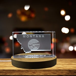 Montana Cristal gravé en 3D Souvenir en cristal gravé en 3D/Cadeau/Décor/Objet de collection/Souvenir