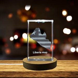 Libéria 3D Gravé Cristal 3D Gravé Cristal Souvenir/Cadeau/Décor/Collection/Souvenir