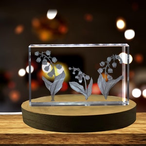 Lily of the Valley Flower 3D Engraved Crystal Decor