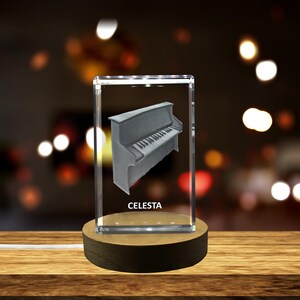 3D Engraved Crystal Celesta: Musical Keepsake Decor