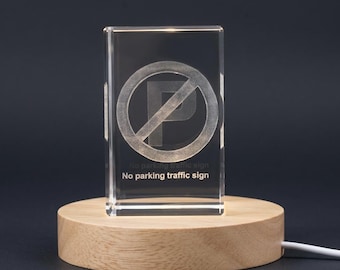 3D Engraved Crystal No Parking Traffic Sign