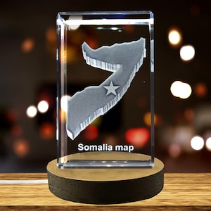 Somalie Gravé 3D Cristal Gravé 3D Cristal Souvenir/Cadeau/Décor/Collection/Souvenir