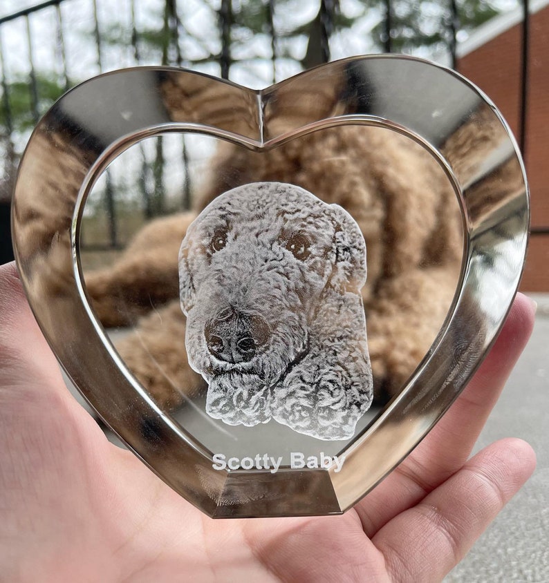 Personalized Pet 3D Engraved Crystal Photo Gift pet Loss, Dog Memorial, pet sympathy gift image 3