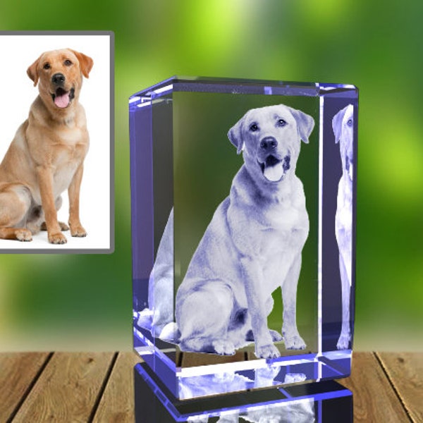 Personalized Pet 3D Engraved Crystal Photo Gift ( pet Loss, Dog Memorial, pet sympathy gift )