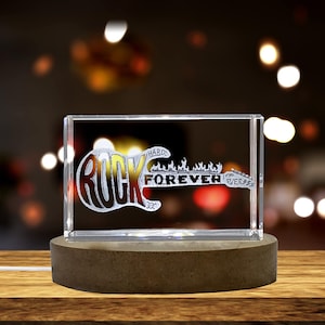 Recognition Crystal Trophy Award - Hand Drawn Grunge Electric Guitar 3D Engraved Keepsake