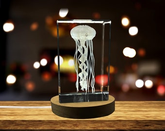 Jellyfish 3D Engraved Crystal Novelty Decor