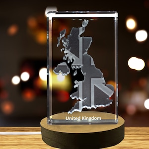 Royaume-Uni Cristal gravé en 3D Souvenir en cristal gravé en 3D/cadeau/décor/objet de collection/souvenir