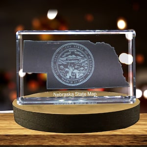 Nebraska 3D Gravé Cristal 3D Gravé Cristal Souvenir/Cadeau/Décor/Collectible/Souvenir