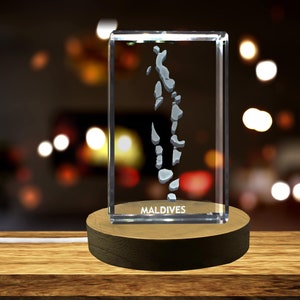 Cristal gravé 3D des Maldives Souvenir/cadeau/décor/objet de collection/souvenir en cristal gravé 3D