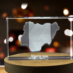 Nigéria Gravé 3D Cristal Gravé 3D Cristal Souvenir/Cadeau/Décor/Collection/Souvenir