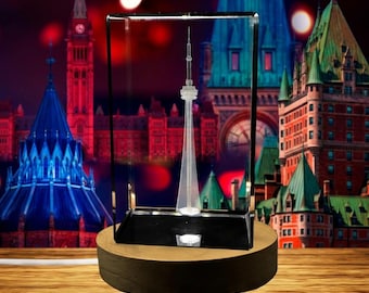 CN Tower 3D Engraved Crystal Collectible Souvenir Recognition Gift