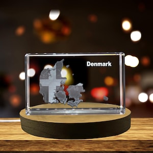 Danemark Cristal gravé en 3D Souvenir en cristal gravé en 3D/cadeau/décor/objet de collection/souvenir