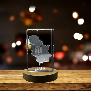 Cristal gravé 3D de Serbie Souvenir/cadeau/décor/objet de collection/souvenir en cristal gravé 3D