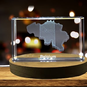 Belgique 3D Gravé Cristal 3D Gravé Cristal Souvenir/Cadeau/Décor/Collection/Souvenir