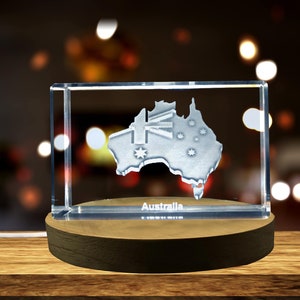 Australie 3D Gravé Cristal 3D Gravé Cristal Souvenir/Cadeau/Décor/Collection/Souvenir