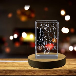 Conjunto exclusivo de cristal de 26 letras - presentes de cristal gravados em 3D para todas as ocasiões