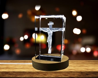 INRI Christ Cross 3D Engraved Crystal Keepsake