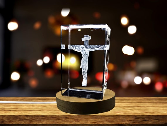 INRI Christ Cross 3D Engraved Crystal Keepsake - Etsy
