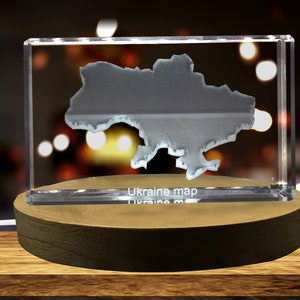 Cristal gravé 3D Ukraine Souvenir/cadeau/décor/objet de collection/souvenir en cristal gravé 3D