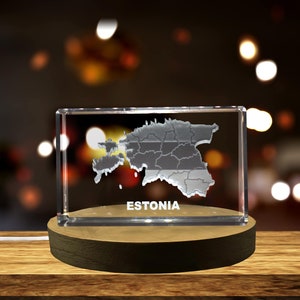 Cristal gravé en 3D d'Estonie Souvenir en cristal gravé en 3D/cadeau/décor/objet de collection/souvenir