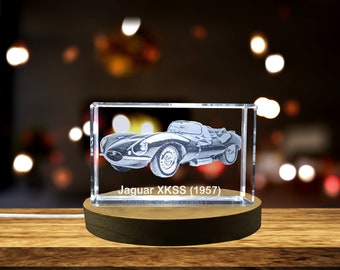 The Legend Revived: Jaguar XKSS (1957) - 3D Engraved Crystal Tribute