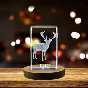 Elegant 3D Engraved Crystal of a Graceful Deer - Perfect for Wildlife Enthusiasts and Nature Lovers