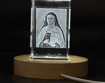 St. Edith Stein : A Profound 3D Engraved Crystal Gift of Courage and Faith