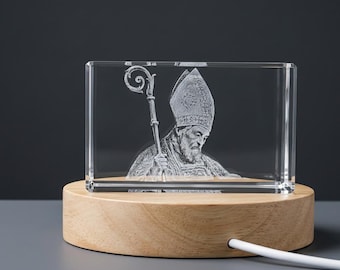 Venerable St. Isidore of Seville 3D Engraved Crystal Gift