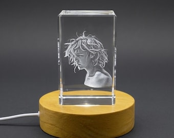 Surfer Hair 3D Engraved Crystal Gift