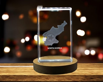 North Korea 3D Engraved Crystal 3D Engraved Crystal Keepsake/Gift/Decor/Collectible/Souvenir