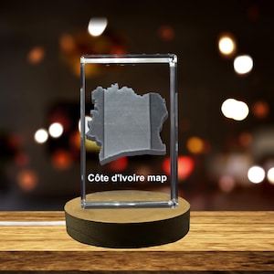 Côte d'Ivoire Cristal Gravé 3D Cristal Gravé 3D Souvenir/Cadeau/Décor/Collection/Souvenir
