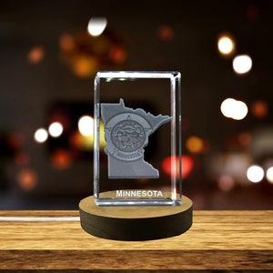 Minnesota 3D Gravé Cristal 3D Gravé Cristal Souvenir/Cadeau/Décor/Collectible/Souvenir