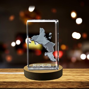 Cristal gravé 3D des Seychelles Souvenir/cadeau/décor/objet de collection/souvenir en cristal gravé 3D