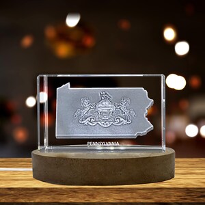 Carte de Pennsylvanie Cristal gravé en 3D Souvenir en cristal gravé en 3D/Cadeau/Décor/Objet de collection/Souvenir
