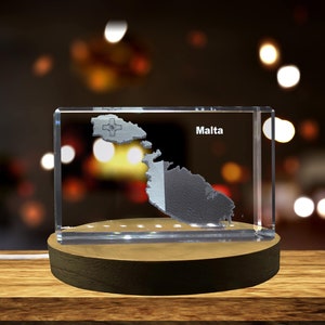 Malta 3D Cristal grabado 3D Cristal grabado Recuerdo/Regalo/Decoración/Coleccionable/Recuerdo
