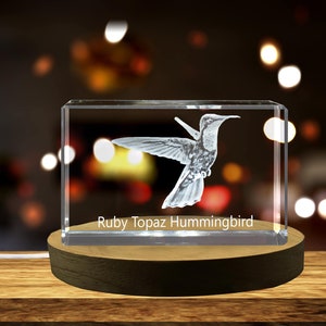 Ruby Topaz Hummingbird 3D Engraved Crystal 3D Engraved Crystal Keepsake/Gift/Decor/Collectible/Souvenir