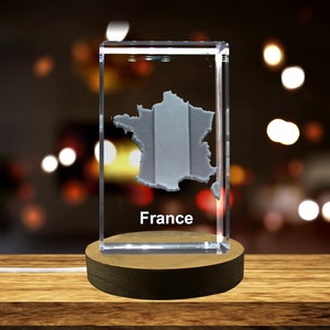 France Cristal gravé 3D Souvenir cristal gravé 3D/cadeau/décor/objet de collection/souvenir