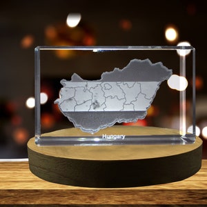 Hongrie Cristal gravé 3D Souvenir/cadeau/décor/objet de collection/souvenir en cristal gravé 3D
