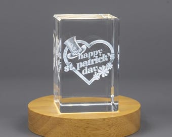 Happy St. Patrick's Day 3D Engraved Crystal Gift