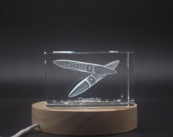 Clapsticks 3D Engraved Crystal 3D Engraved Crystal Keepsake/Gift/Decor/Collectible/Souvenir