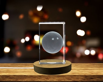 3D Engraved Crystal Squash Ball Decor: Collectible Keepsake with LED Base