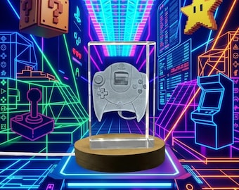 Nostalgic Gaming: 3D Crystal 1998 Game Controller Trophy – Engraved Gamer Award, Recognition Gift & Decor
