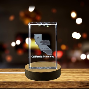 Californie 3D Gravé Cristal 3D Gravé Cristal Souvenir/Cadeau/Décor/Collectible/Souvenir