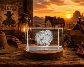 3D Engraved Crystal Tumbleweed – Desert Spirit Art, Recognition Trophy, LED Light Home Decor